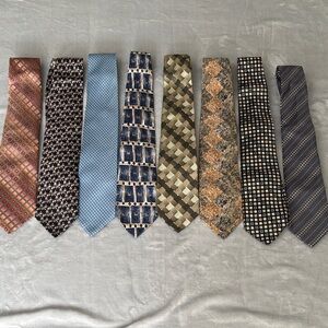 Men's Silk Tie Collection 8 various colors and includes one whimsical Disney EUC